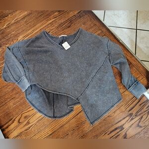 Free People Gray Long Sleeve Top